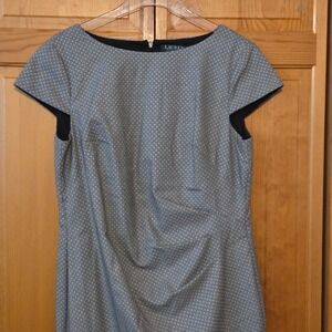 Lauren Ralph Lauren Women Gray Dotted Sheath Business Casual Dress Size 14